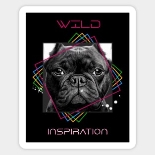 French Bulldog Dog Wild Nature Animal Illustration Art Drawing Sticker